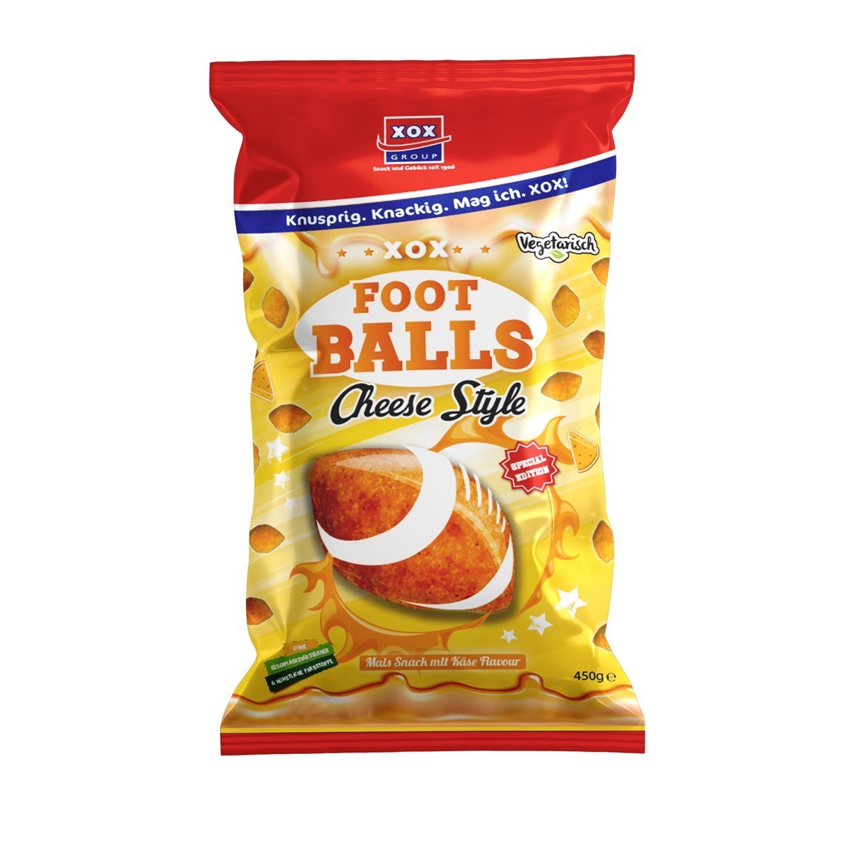 XOX Foot Balls Cheddar Cheese Style 450g