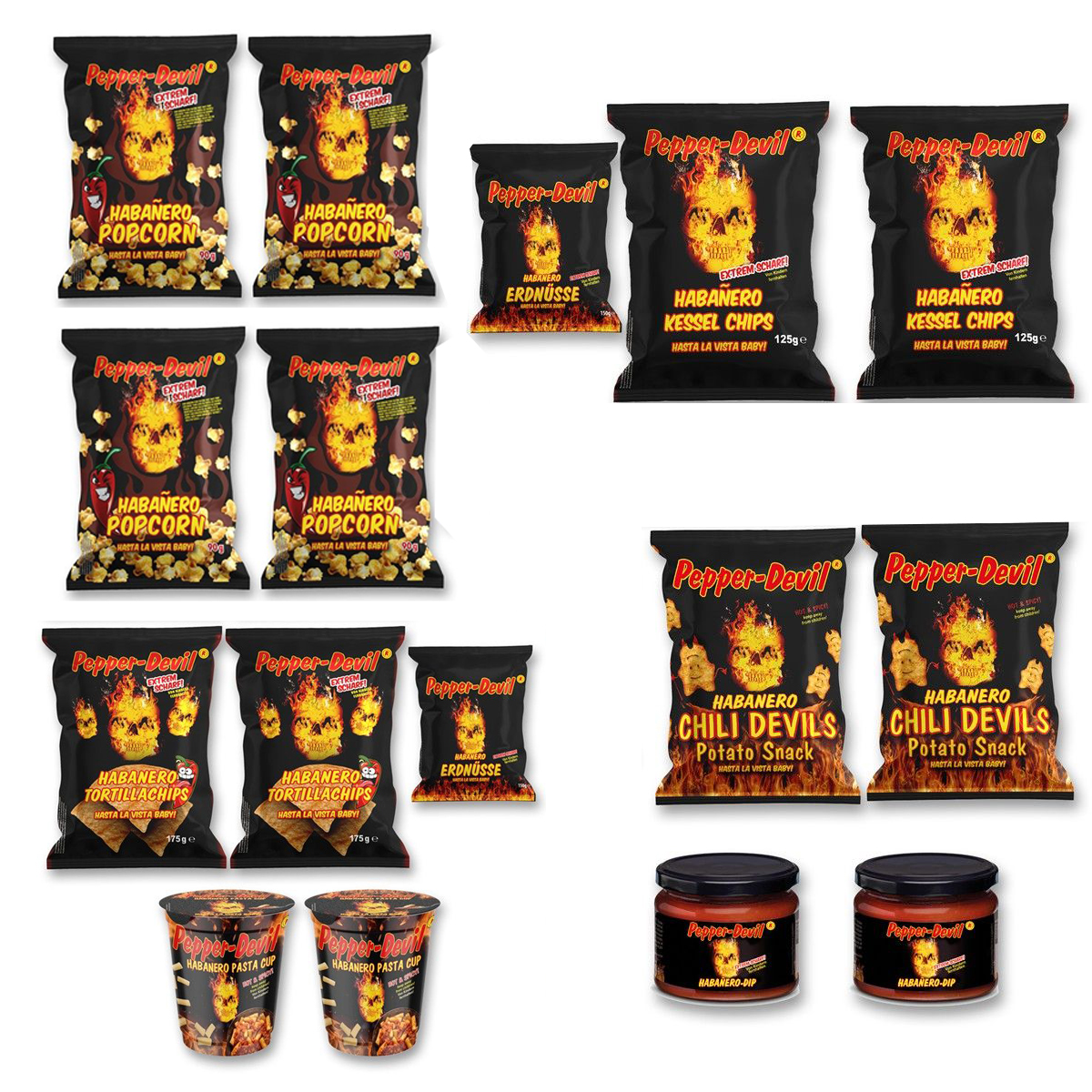 Pepper Devil Habanero Snack Bag – 16 scharfe Snacks