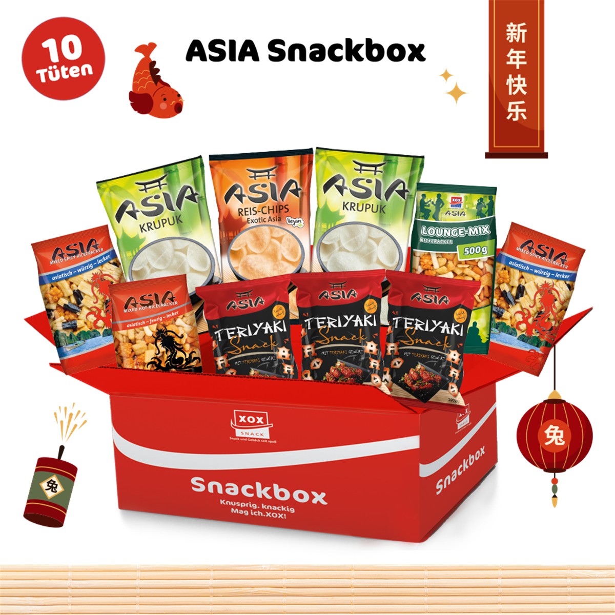 XOX ASIA Snackbox - 10 Tüten