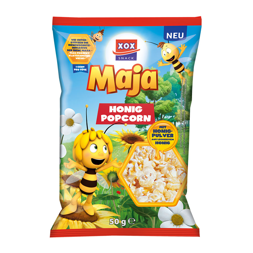 XOX Biene Maja Honig Popcorn Snackbox - MHD 17.02.2026 (25 Tüten)