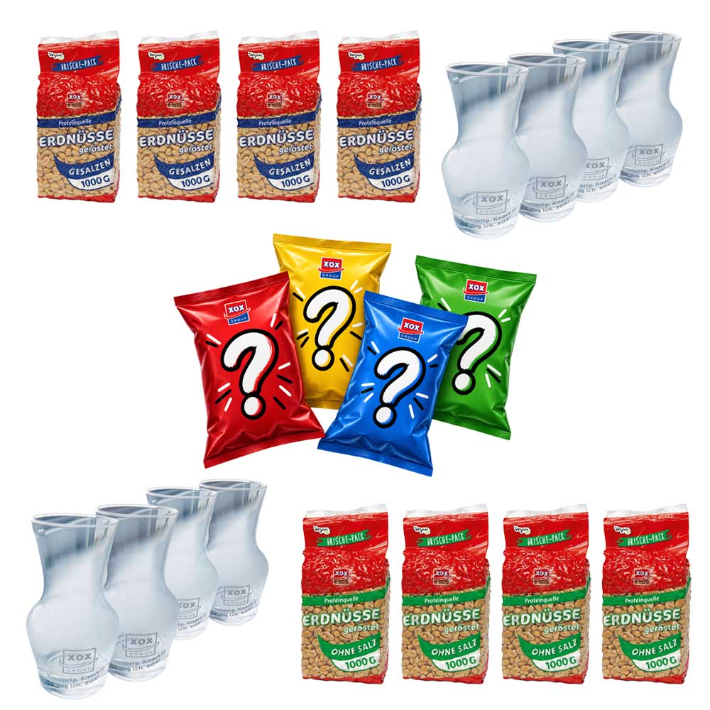 XOX Peanut Lounge 4er-Set mit 4 Überraschungssnacks