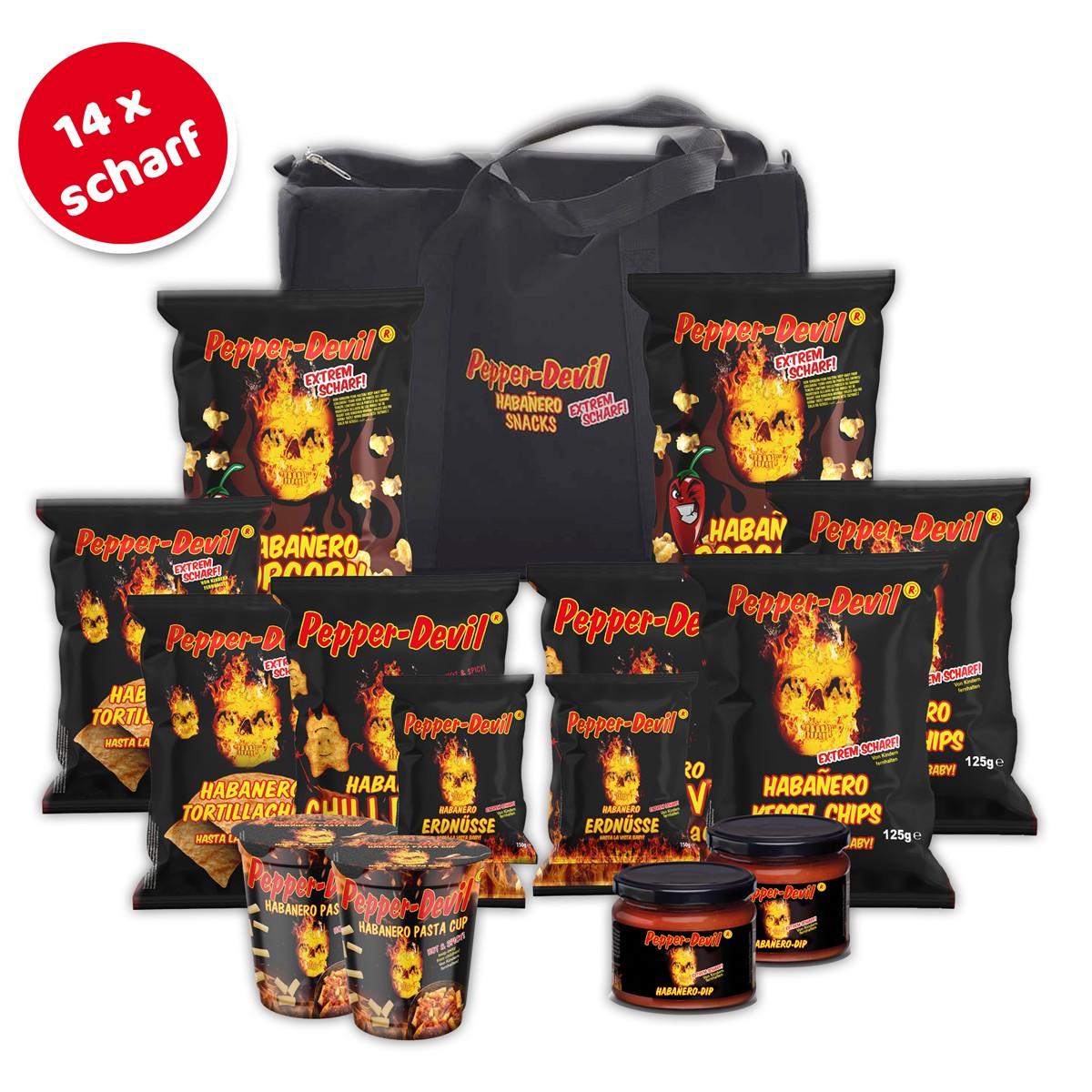Pepper Devil Habanero Snack Bag – 14 scharfe Snacks