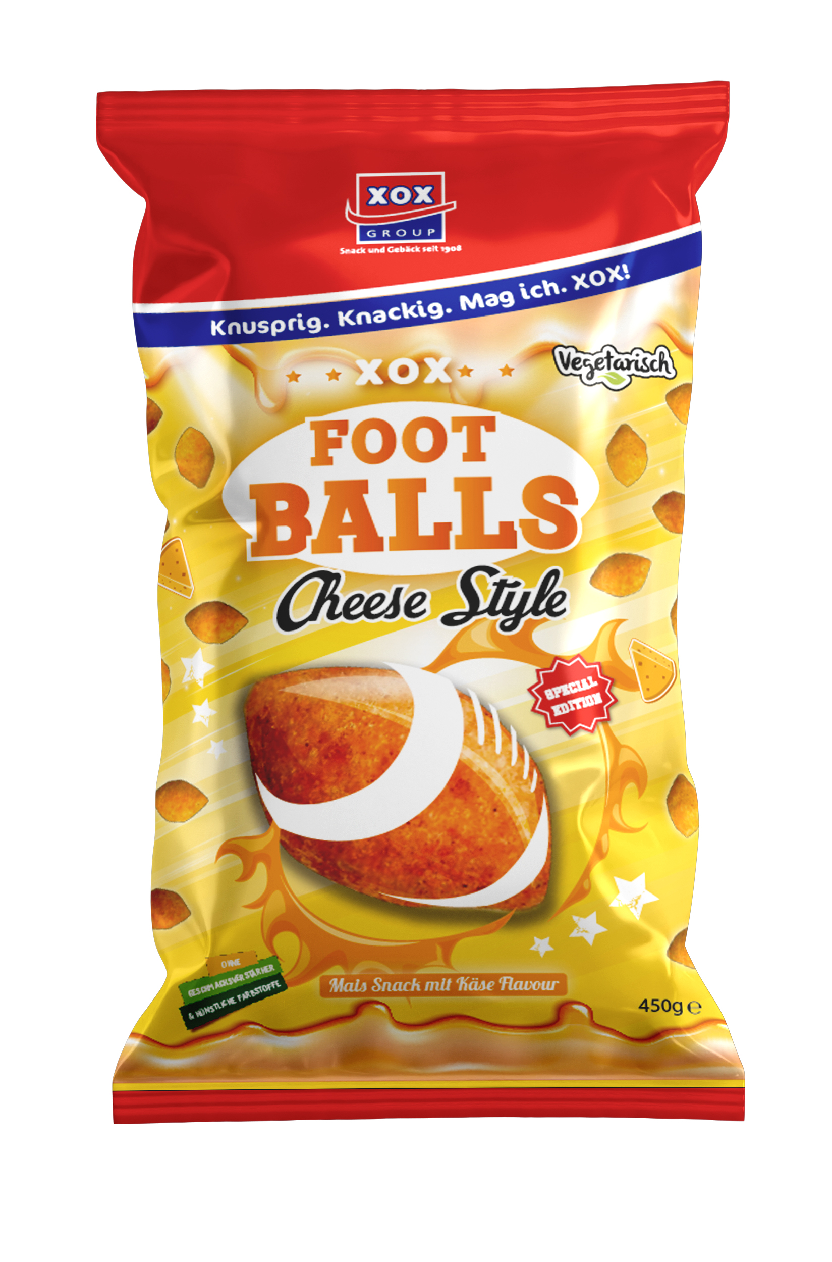 XOX Foot Balls Cheddar Cheese Style 450g