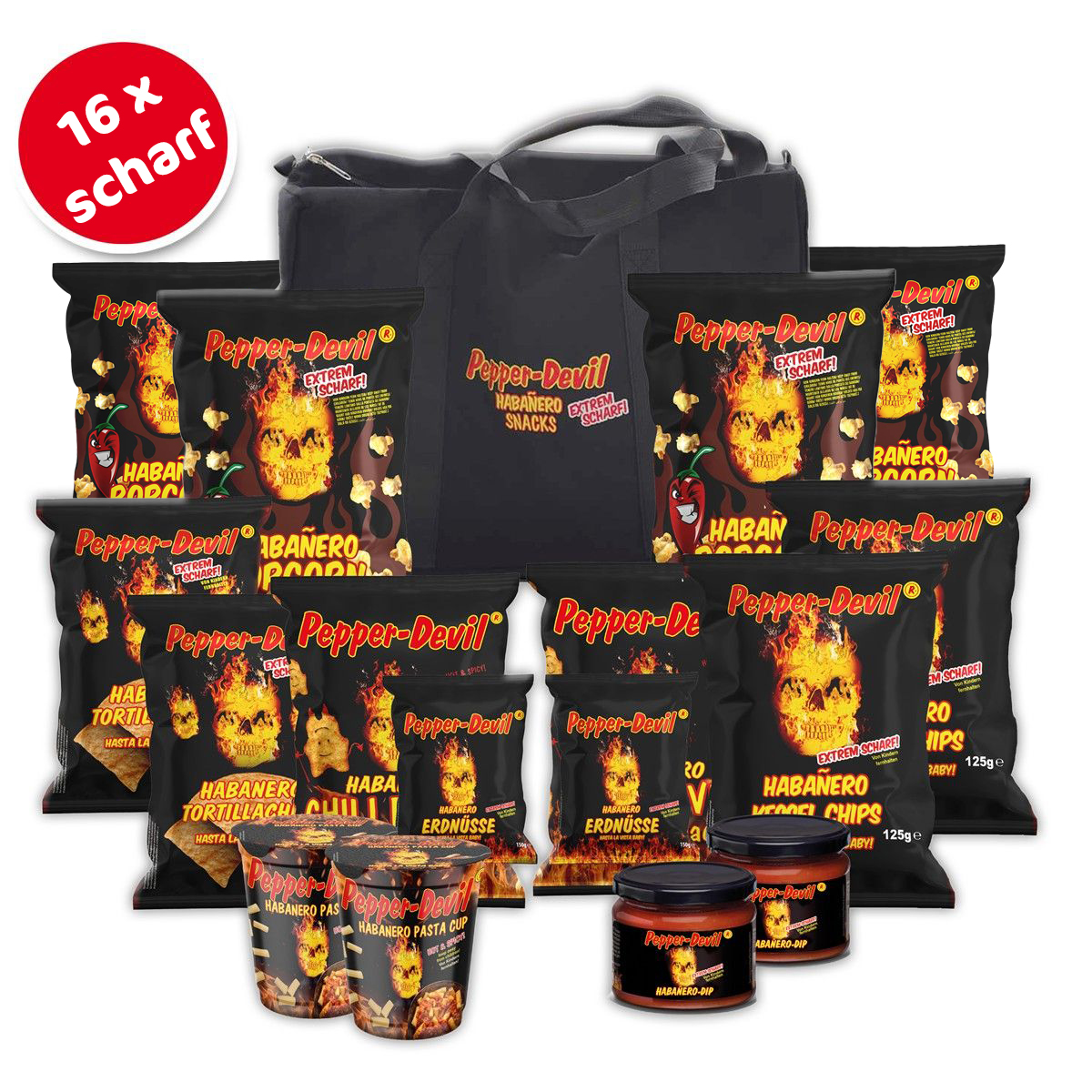 Pepper Devil Habanero Snack Bag – 16 scharfe Snacks