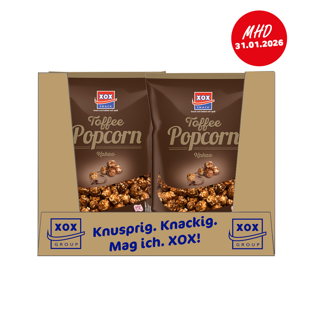 XOX Gourmet Popcorn Toffee Kakao - MHD Karton 31.01.2026