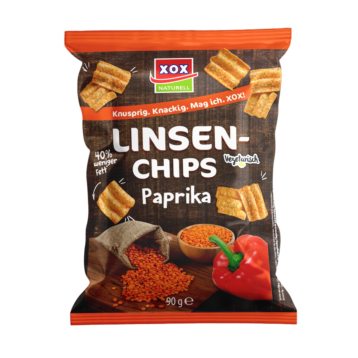 XOX Linsenchips Paprika 90g