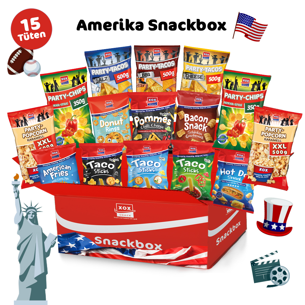 XOX Amerika Snackbox - 15 Tüten XOX Amerika Snackbox - 15 Tüten
