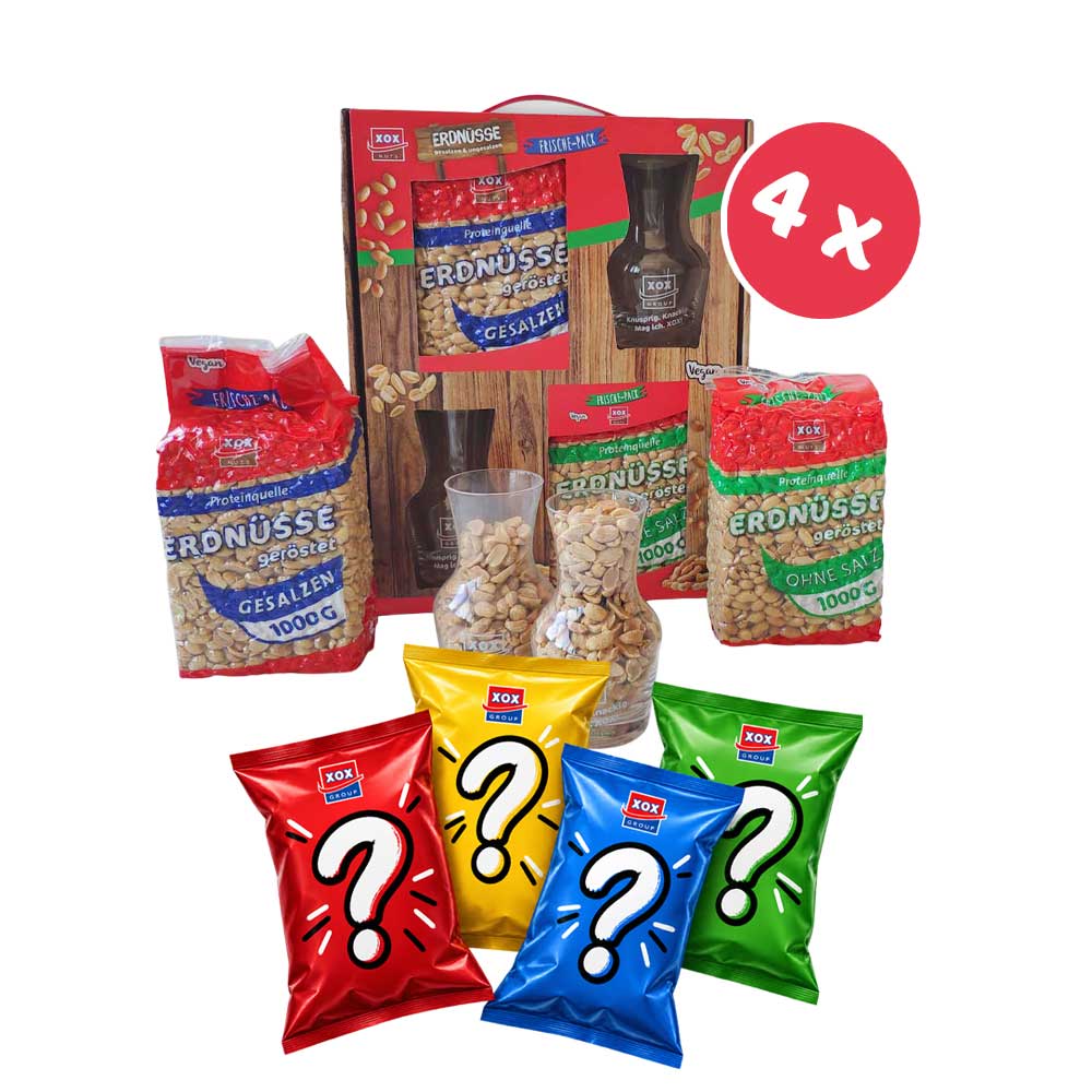XOX Peanut Lounge 4er-Set mit 4 Überraschungssnacks