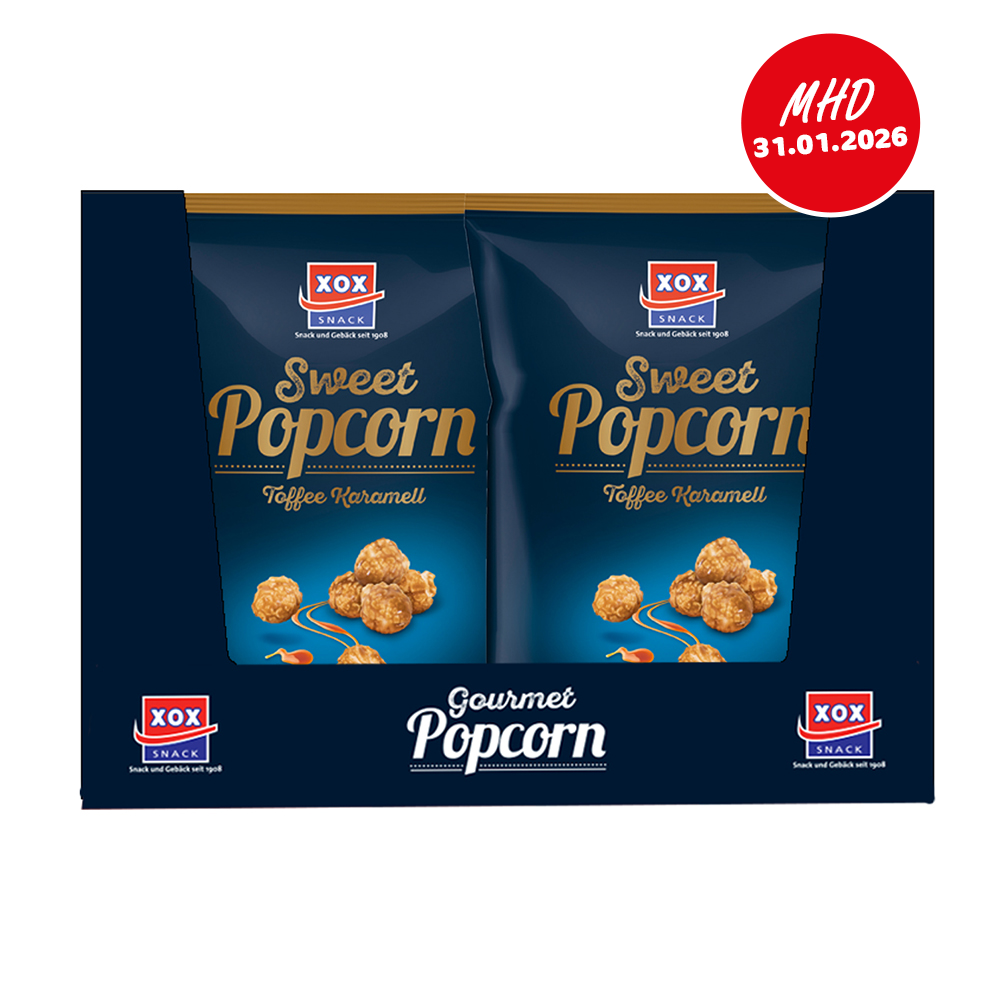 XOX Gourmet Toffee Karamell Popcorn 125g - Karton - MHD 31.01.2026
