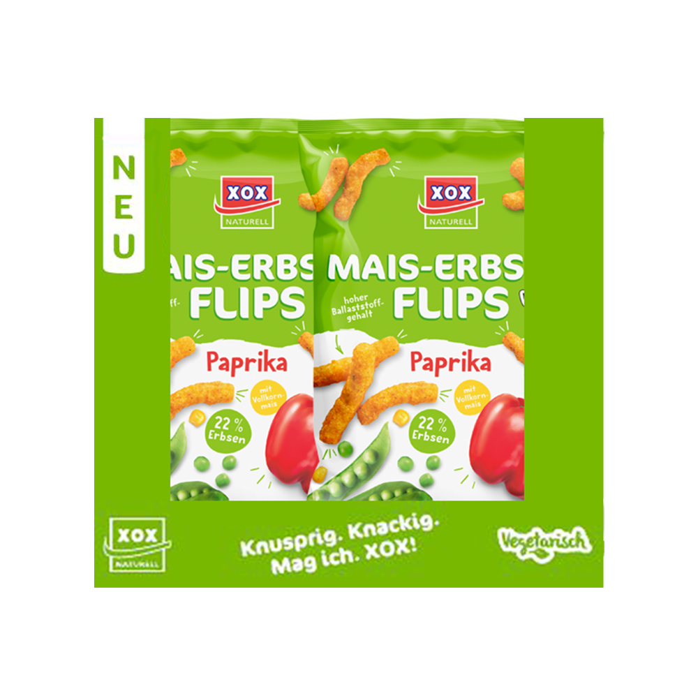 XOX Mais Erbsen Flips Paprika 100g