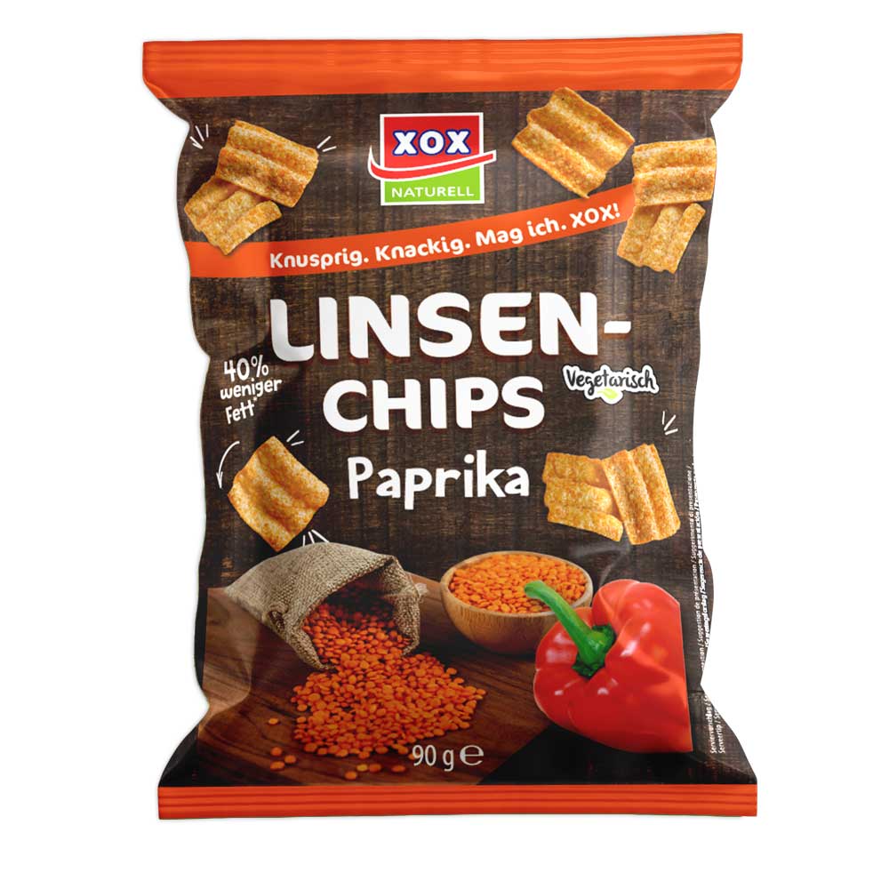 XOX Linsenchips Paprika 90g