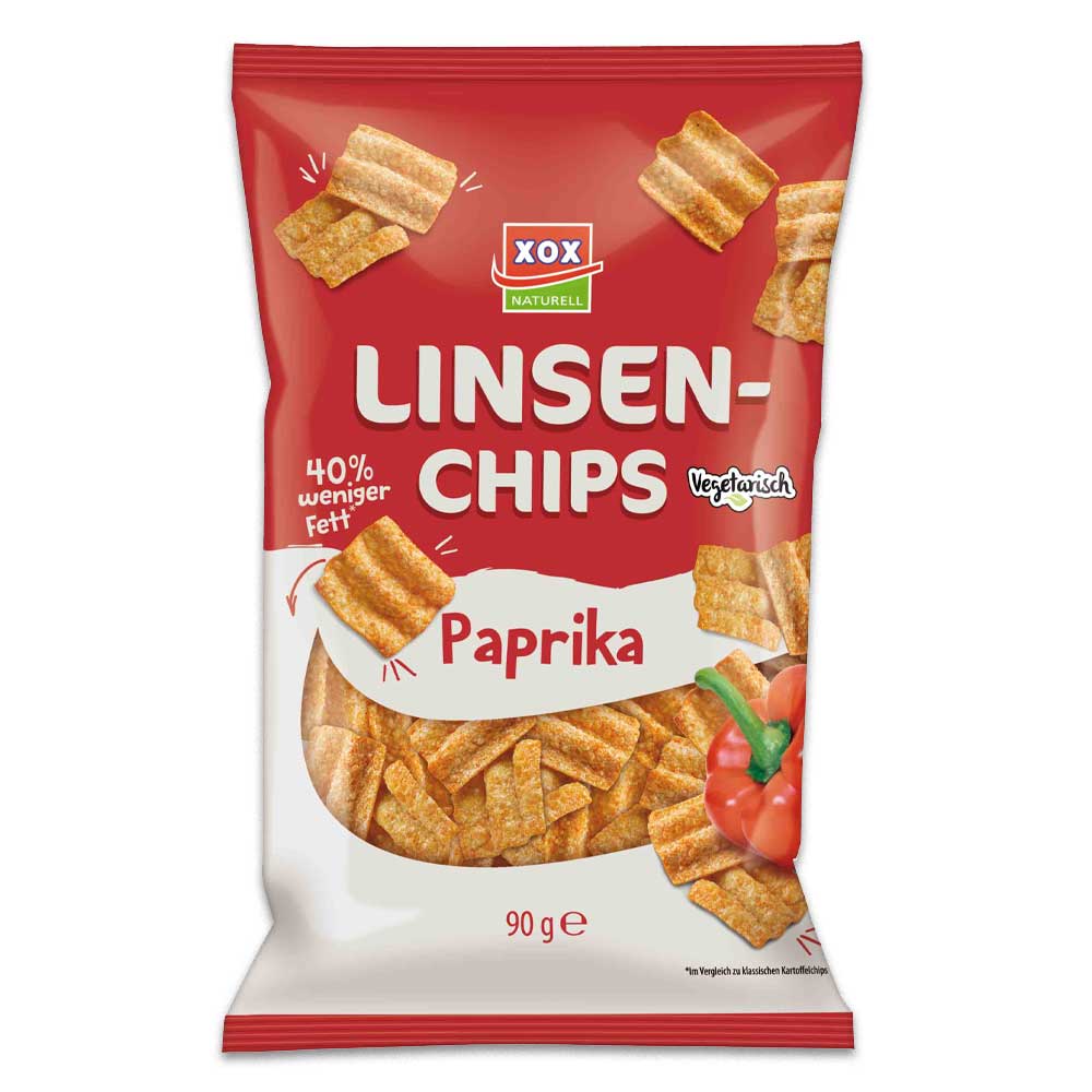 XOX Linsenchips Paprika 90g