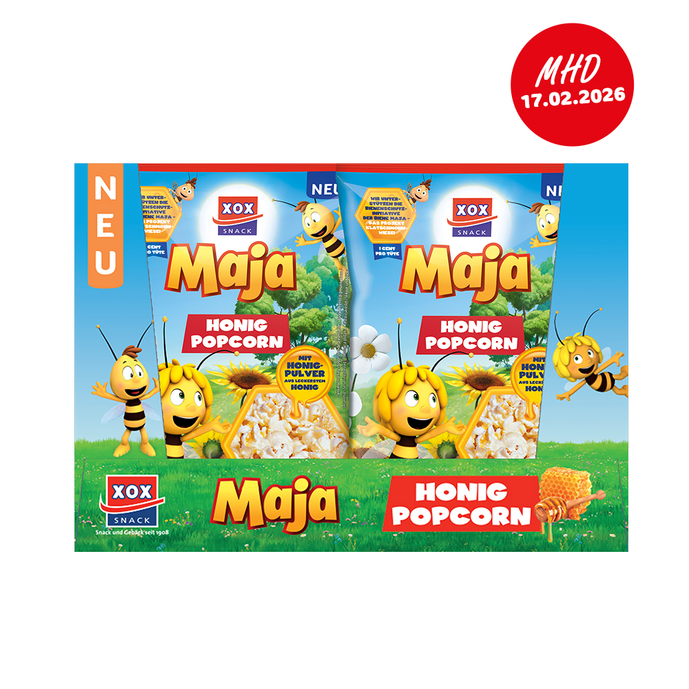 XOX Biene Maja Popcorn Honig 50 - Karton - MHD 17.02.2026