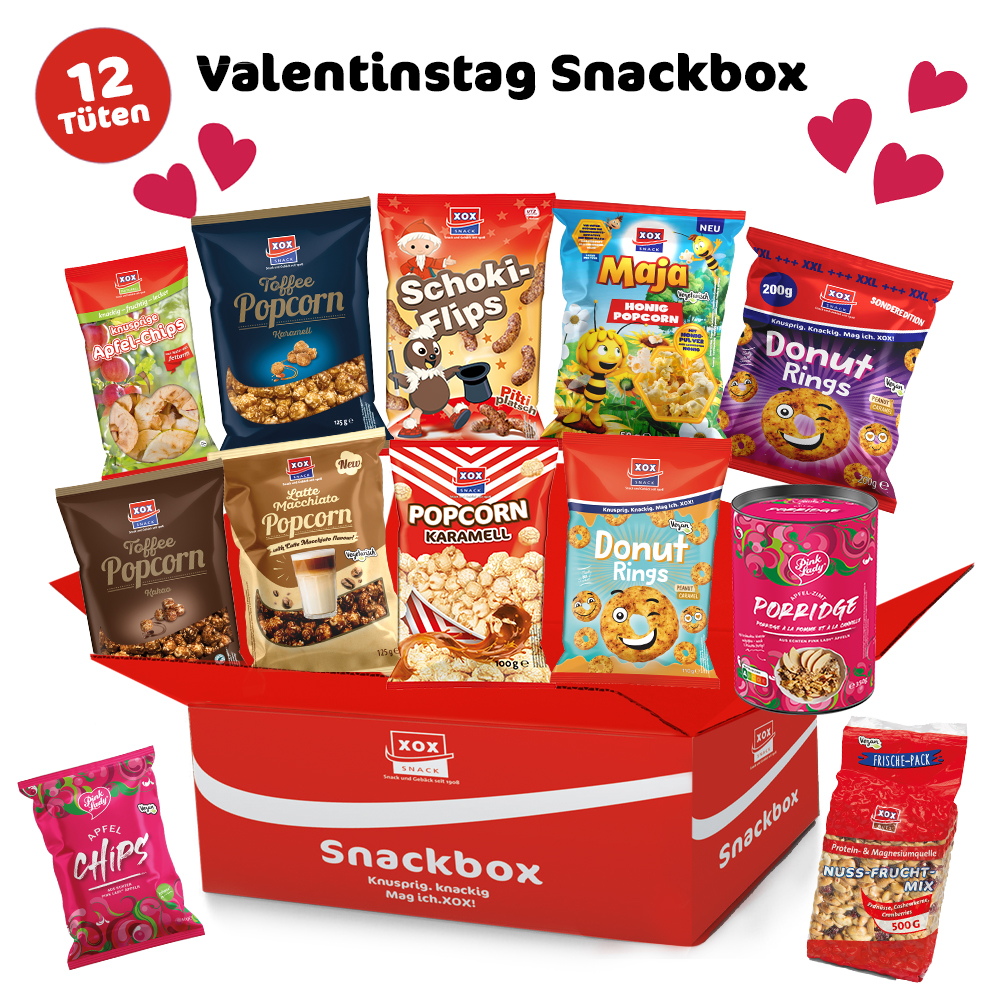 XOX Valentinstag Snackbox - 12 Tüten
