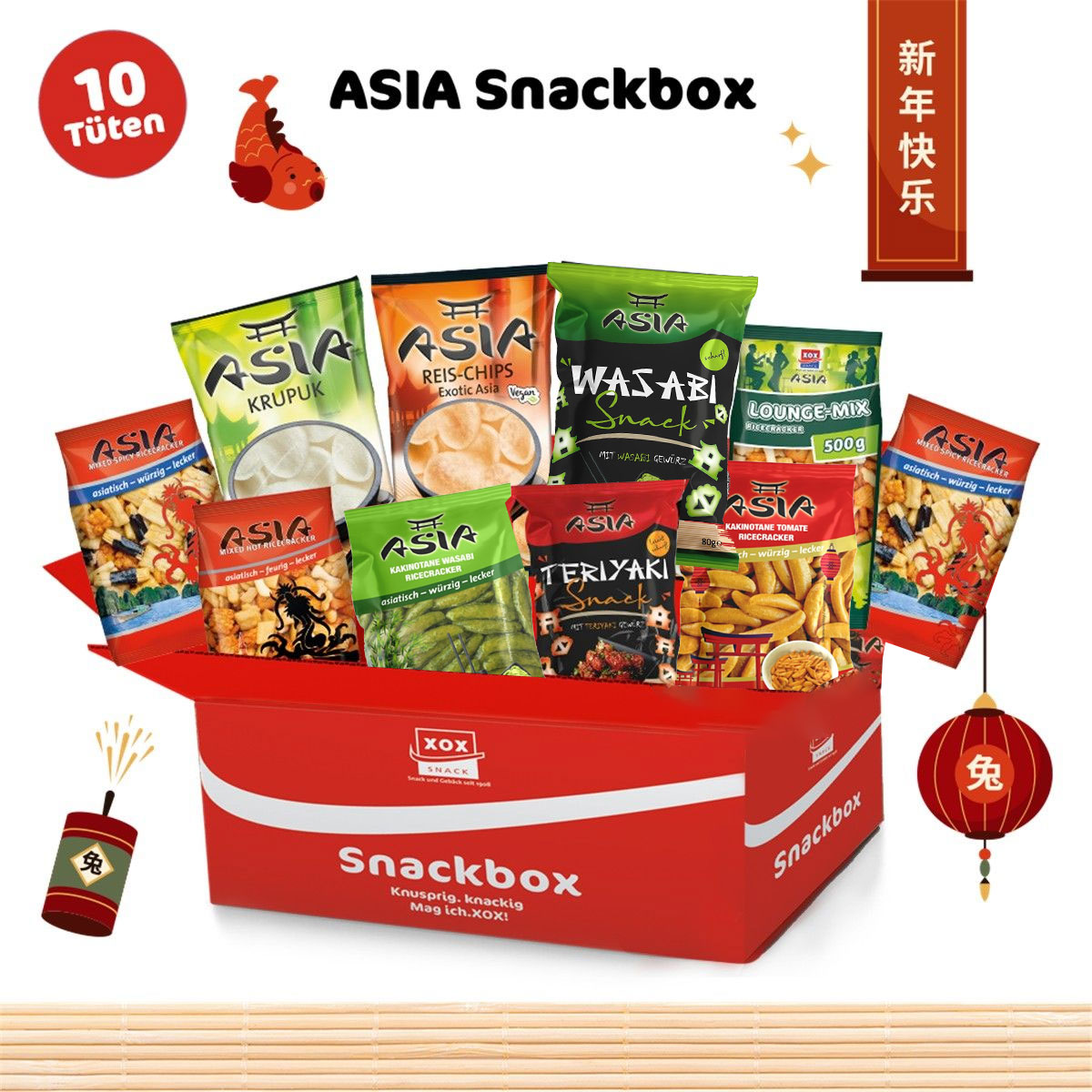XOX ASIA Snackbox - 10 Tüten
