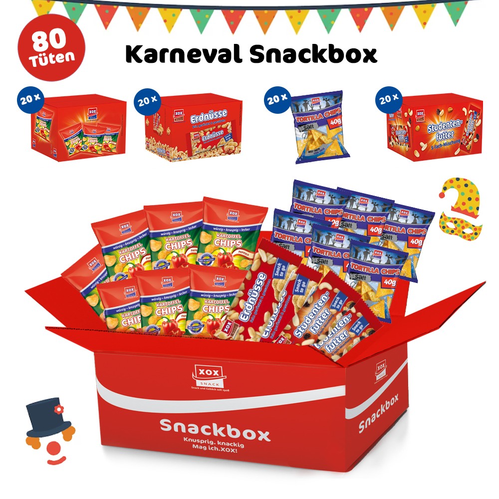 XOX Snackbox Karneval - 80 Kleinbeutel - Wurfmaterial