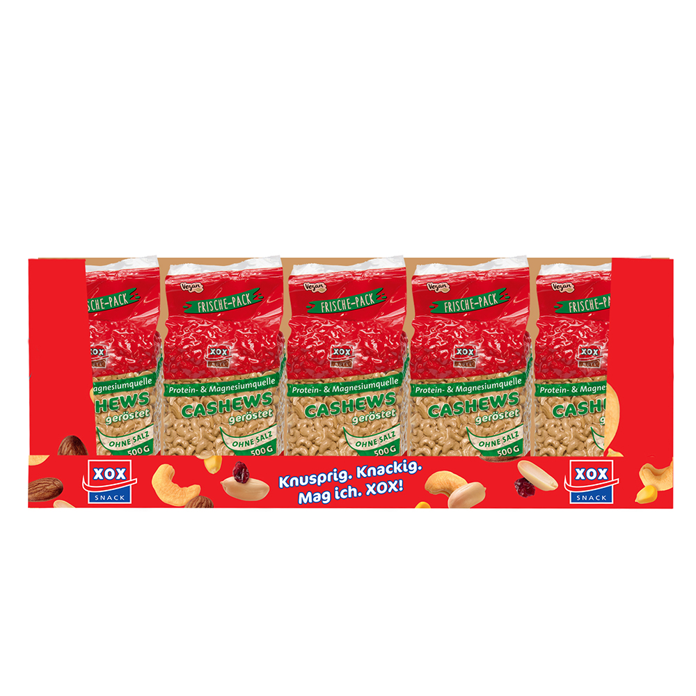 XOX Cashews geröstet und ohne Salz 500g