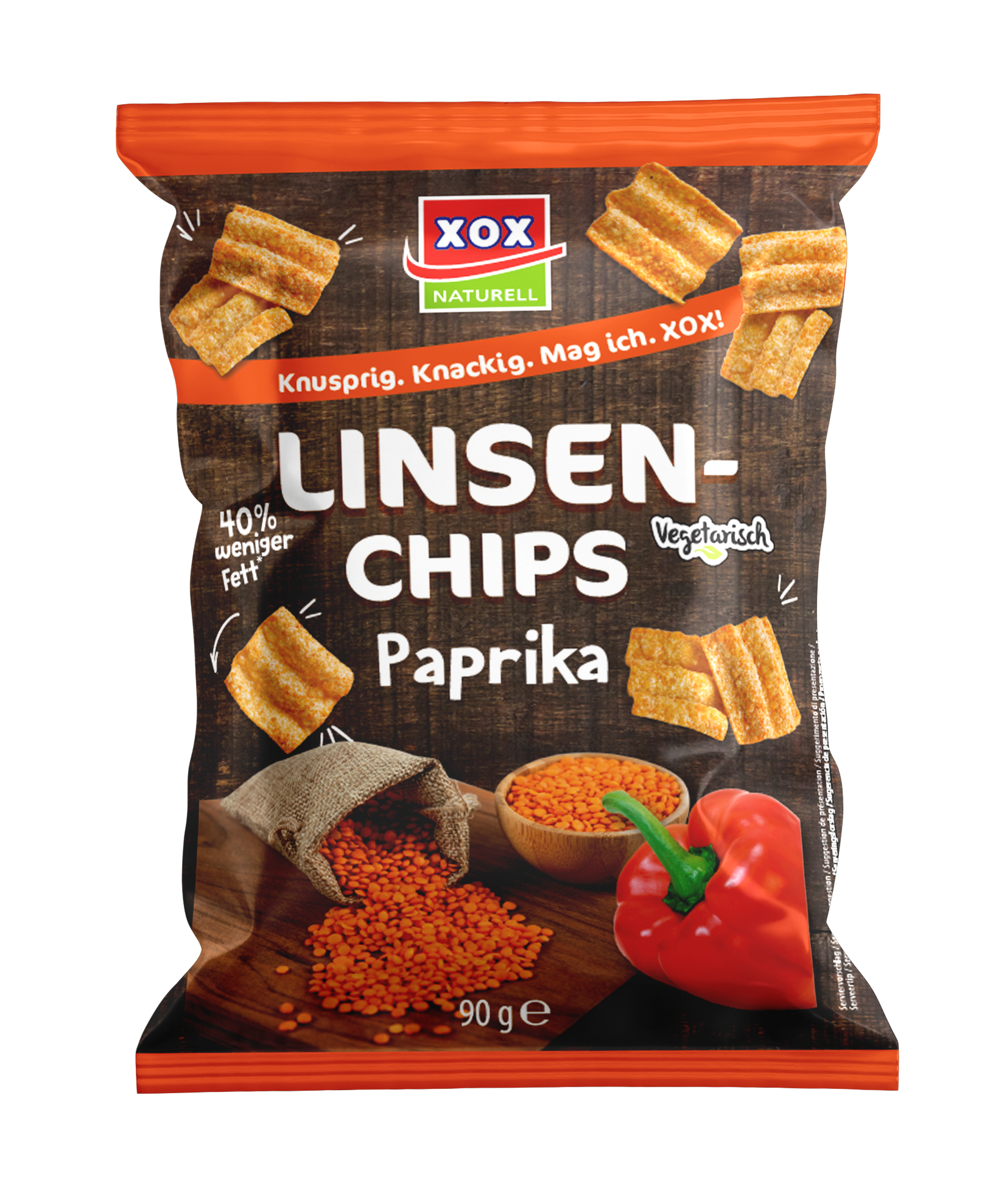 XOX Linsenchips Paprika 90g