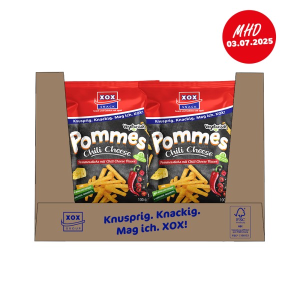 XOX Pommes Chili Cheese 100g - MHD 03.07.2025