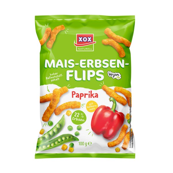 XOX Mais Erbsen Flips Paprika 100g