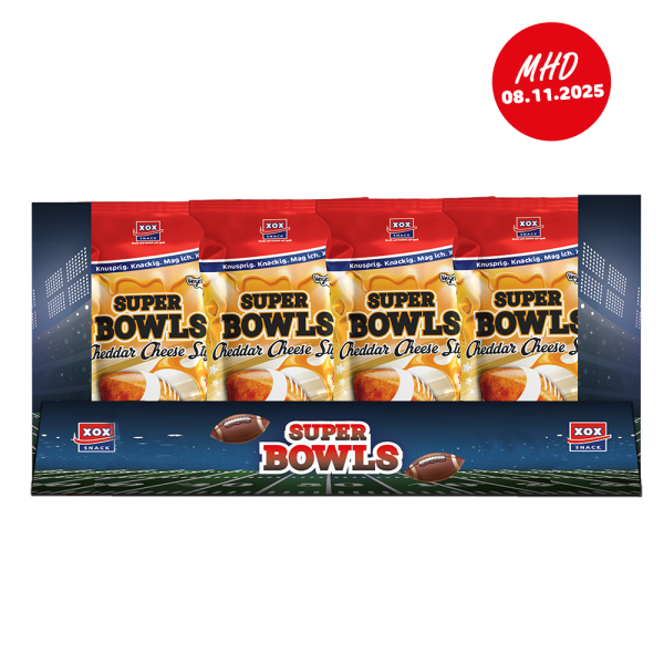 XOX Super Bowls Cheddar Cheese Style 450g - MHD 08.11.2025 Karton