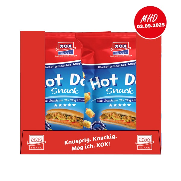 XOX Hot Dog Snack 110g Karton - MHD 03.09.2025