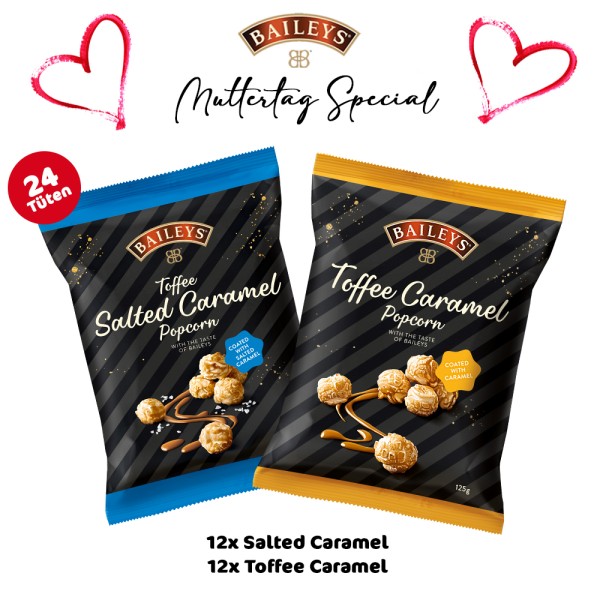 XOX Muttertag Box - 24 Tüten Baileys Popcorn 125g