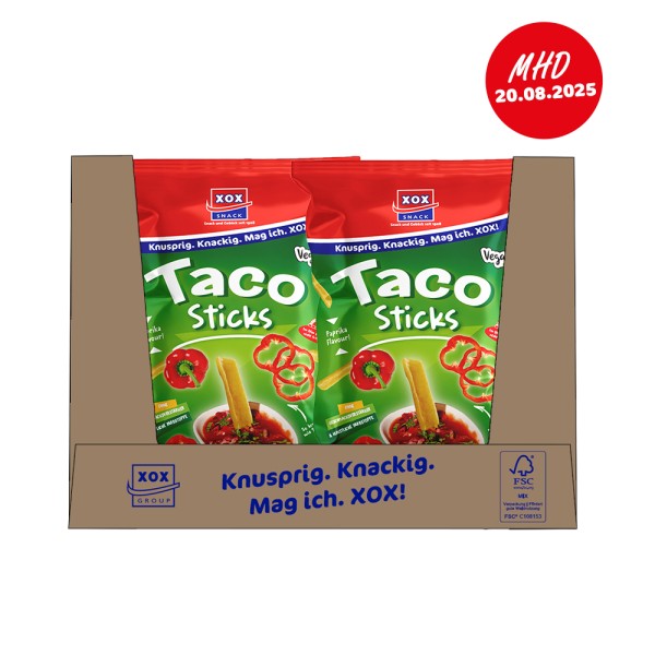 XOX Taco Sticks Paprika 150g Karton - MHD 20.08.2025